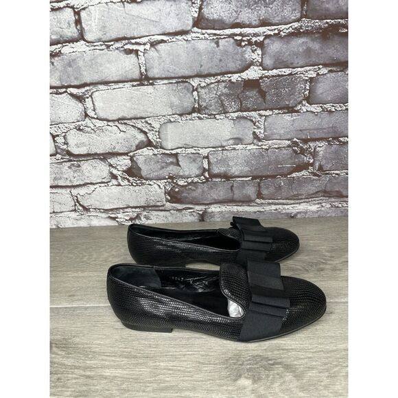 Ted & Muffy Black Leather Bow Slip On Heel Pump Shoes Women’s Sz 36EU/6M US - Picture 14 of 16